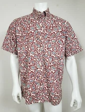 Reyn Spooner Mens Shirt Short Sleeve Button Front Leaves Hawaiian Floral Island