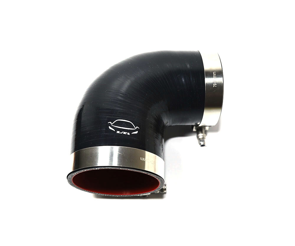 4-Ply 3"-4" ID 90 Degree Reducer Elbow Silicone Hose + T Bolt Clamp BLACK