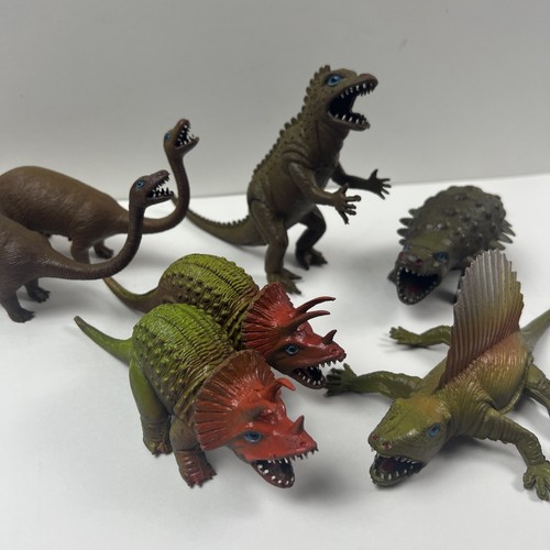 Vintage Lot of 7 ~ AAA Toy Dinosaurs ~ Godzilla Vinyl Plastic Hong Kong Figures
