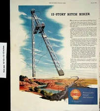 1948 Shell Oil Drill Hitch Hiker Vintage Print Ad 4362