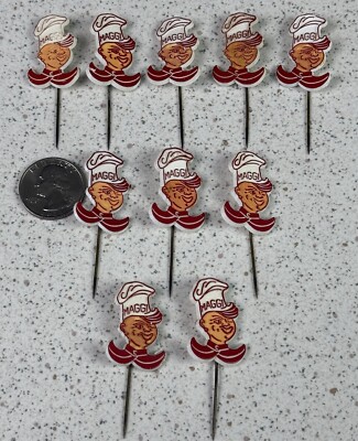 Lot of 10 Maggi Soups Chef Dutch VTG Stick Pin Badge Pins #49260