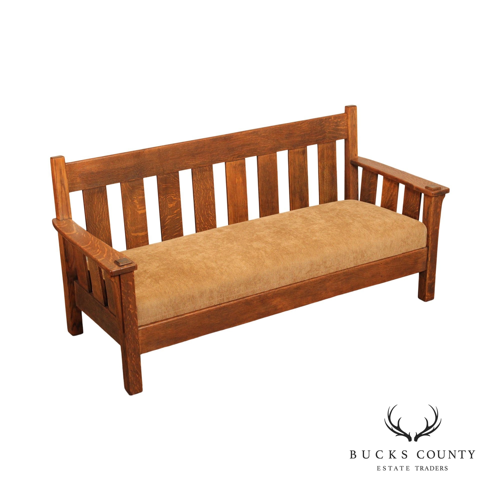 Antique Mission Oak Slat Back Settee or Sofa eBay