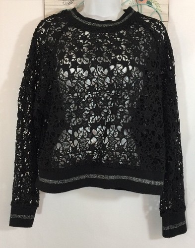 Zara Knit Black Long Sleeve Star Lace 