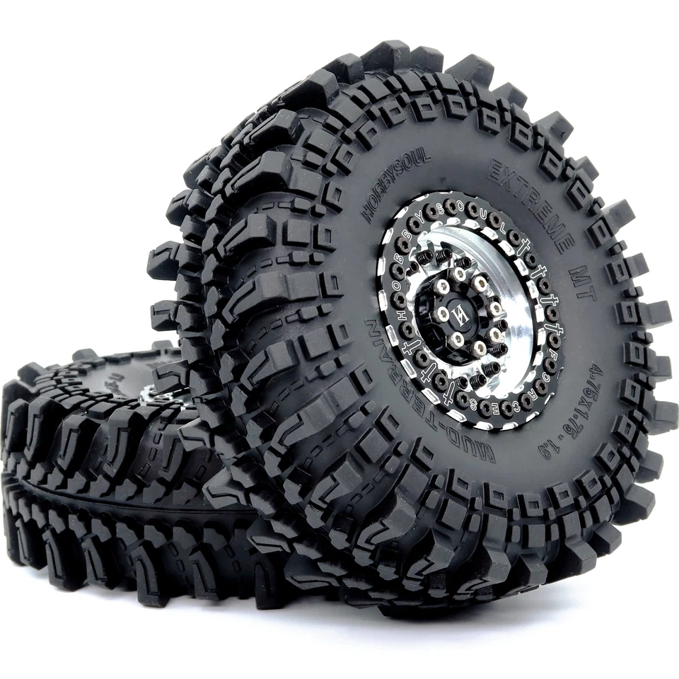 2x RC 1.9 Tires Tyres 121mm & 1.9 Beadlock Wheels Rim For 1/10 Mud Crawler SCX10 - Image 2 of 4