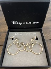 Disney X Baublebar Gold Tone Minnie Mouse Outline Hoop Earrings NEW