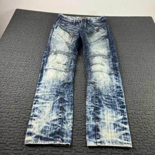 PRPS Jeans Mens 32x34 Blue Barracuda Straight Leg Acid Wash Distressed - 第 1/13 張圖片