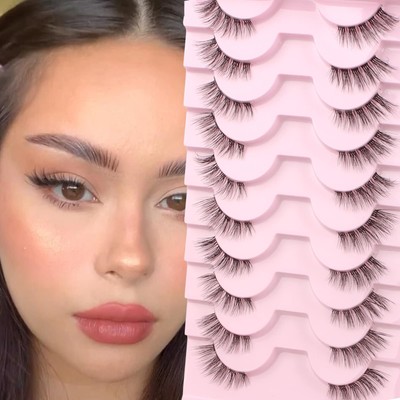 Halbe falsche Wimpern Streifen transparent 3D natürliche falsche Wimpern Half Lashes Cat Eye Do...