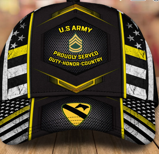 Army Veteran Custom Cap Division And Rank Personalized Gift