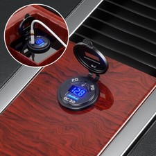 Presa accendisigari auto led doppia porta pd usb caricatore presa di corrente voltmetro