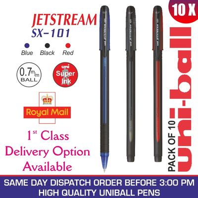 UNI-BALL JETSTREAM SX-101 0,7 mm KUGELSCHREIBER - SCHWARZ/BLAU/ROT 10ER-PACK