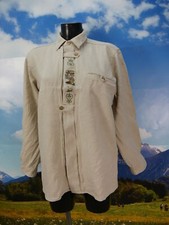 Gr.M Trachtenhemd Imperial beige Leinen und Viscose mit Bauern Motiv TH785