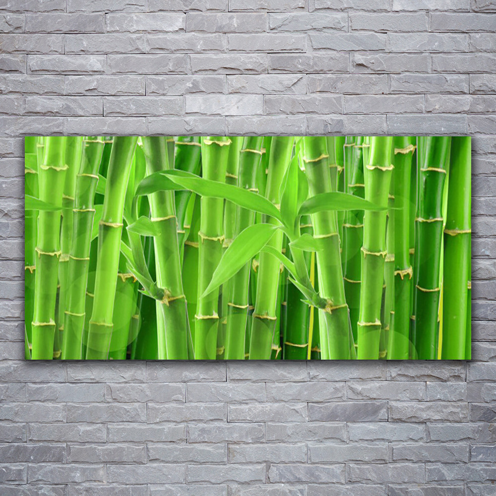 Tableau en verre acrylique de luxe motif floral bambou 120x60 cm