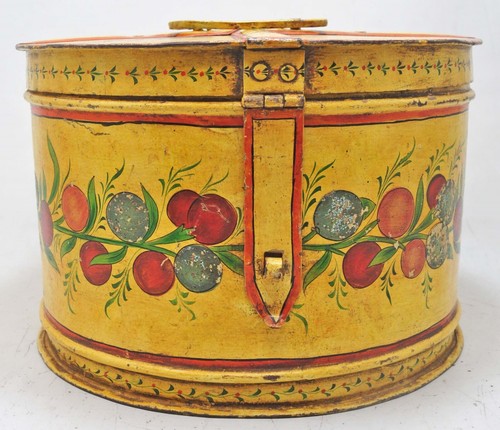 Vintage Iron Storage Tool Box Original Old Hand Crafted Floral Painted - Picture 2 of 9