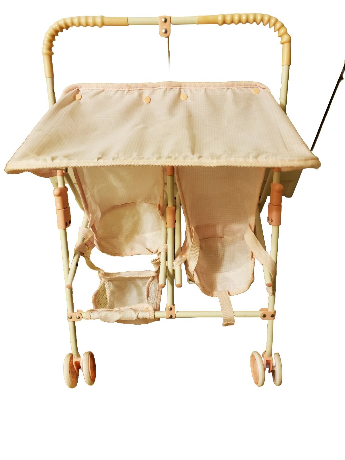 Folding Double Doll Umbrella Stroller Pink Gingham Fits American Girl