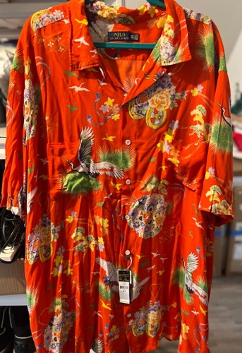 Polo Ralph Lauren SS Floral Crane Birds Button Up Shirt Soft Viscose NWT 4XLT