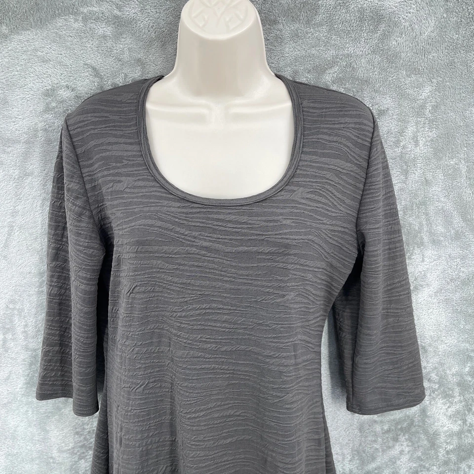 Vestido Laura Hlavac Mujer M Gris Texturizado Modesto Neutro Versátil Básico Simple Foto 4 de 4