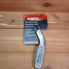 ROBERTS 10-215 Carpet Knife Aluminum With Steel Fixed Blade Rounded Razor