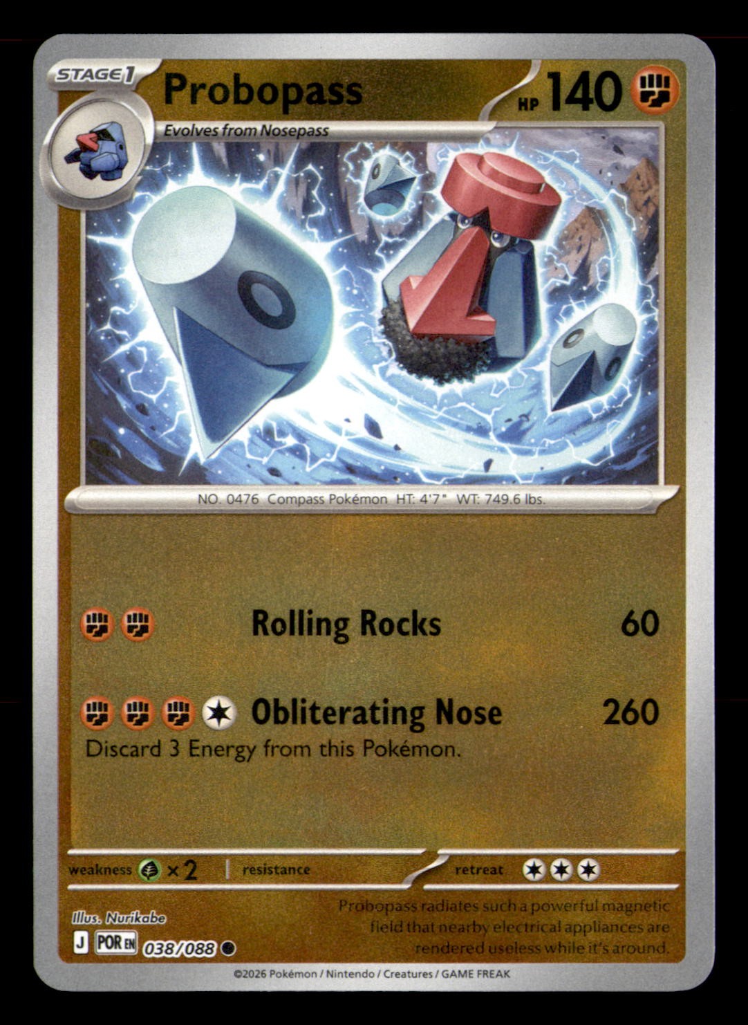 Probopass 038/088 Common Perfect Order Pokemon Reverse Holo Near Mint