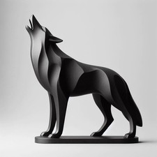 Howling Wolf Statue - Standing, Figure Wild Wolf, Artistic Set (DEL-0143.2)