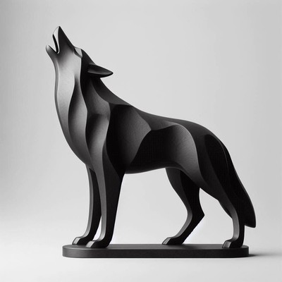 Heulender Wolf Statue - stehend, Figur Wilder Wolf, Künstlerisches Set (DEL-0143.2)