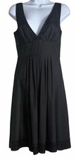 GUESS by Marciano Women Cocktail Dress Black Pleated V Neck Beaded Size Small