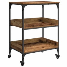 Industrial Drinks Trolley Rustic Metal Cart Vintage Serving Shelf Kitchen Table