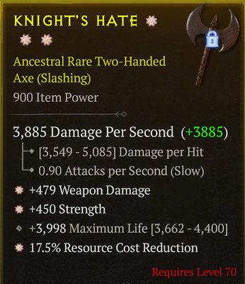  DIABLO 4 SEASON 13 LoH Two Handed Axe 3GA Str +WD + Rcr GGEIX