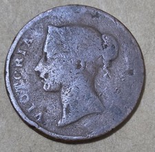 STRAITS SETTLEMENTS (BRITISH MALAYSIA) / ONE (1) CENT COIN 1862 (QUEEN VICTORIA)
