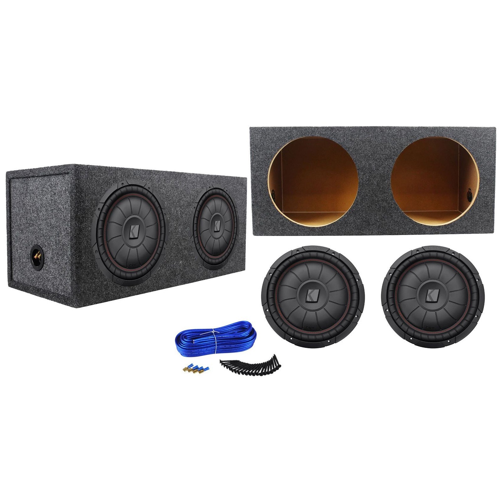 2 Kicker 43CVT124 COMPVT 12 автомобильных сабвуферов мощностью 1600 Вт Герметичный корпус Sub Box 53890₽