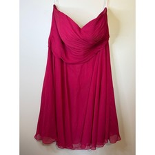 Davids Bridal Fuchsia Pink Strapless Pleated Chiffon Cocktail Dress Plus 22 Y2K