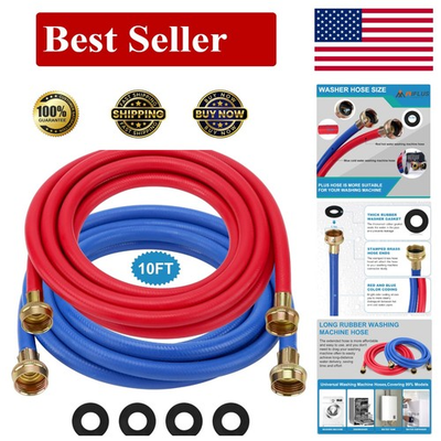 #ad Washer Hose 10 Ft 10Ft Rubber Washing Machine HosesWasher and Dryer Hose 3 4 Co $34.64