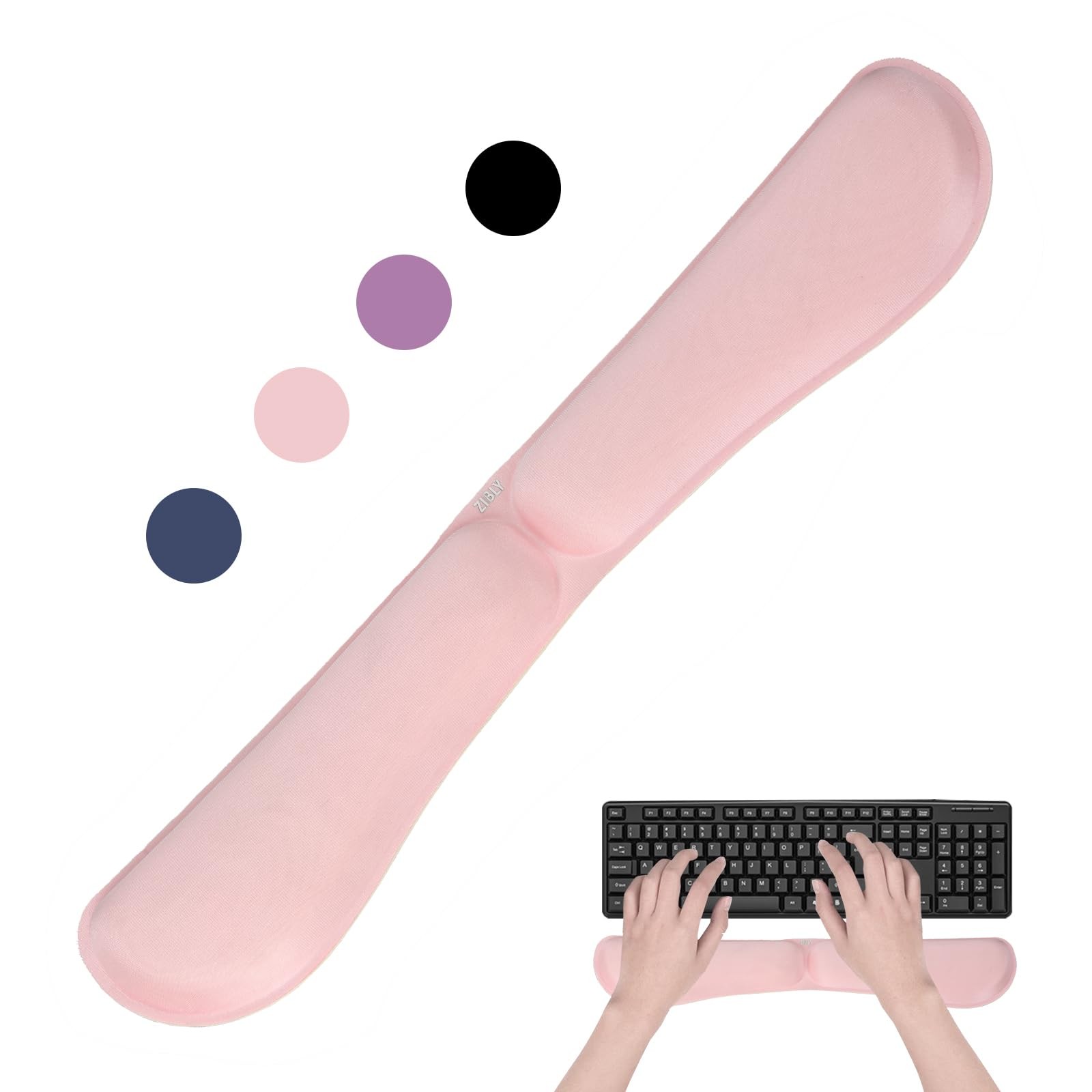 ZIBLY Ergonomic Wrist Rest - Anti-Skid Non Slip 18 x 4 inches, Pale Pink