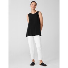 Eileen Fisher Women's Washable Stretch Crepe Slim Pant, White
