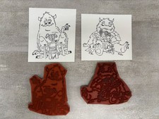 Fun Loving Monsters - Set Of 2 Large Un-mounted Cling Rubber Stamps - Tea Party