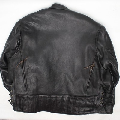 Fox Creek Leather Vented Motorcycle Jacket Mens 60 Black Laced