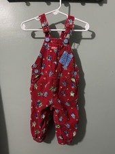 Vintage Osh Kosh Corduroy Mouse Print Overalls Size 12 Months