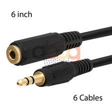 3.5mm Extension Cable 6 Pack 6 Inch AUX Male Plug to Female Jack Stereo Cord