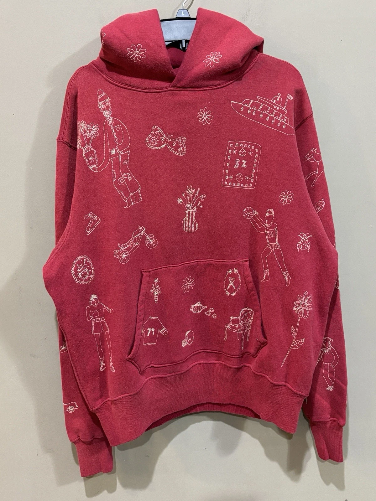 Samuel Zelig Commune Hoodie Medium Vintage Red Brice James Embroidered