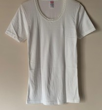 New Ladies Guardian Brushed Thermal Short Sleeve Lace Edge Vest Top Underwear