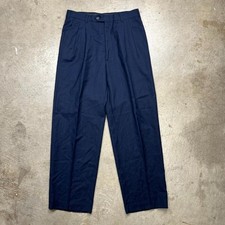 Vintage 80s Pleated Trousers 32x31 navy blue pinstripe