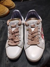 Zadig  Voltaire White Leather and Suede Lace Up Sneakers Size 38