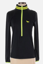 PINK Victoria Secret Ultimate Half Zip Pullover Black Neon Green Athletic Size M
