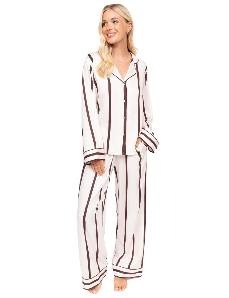 Cyberjammies Fable & Eve Battersea Pyjama Set Stripe Wide Leg Womens 2178 - Image 2 of 4