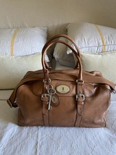 Fossil Maddox Leather Duffle Chestnut Brown Overnight Travel Bag