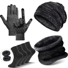 Guantes Termicos De Invierno De Hombre Para El Frio Con Gorro Y Bufanda Calidad