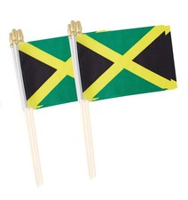 Jamaica Flag Mini Small Jamaican Handheld Stick Flags 4x6 Inch 12 Pack