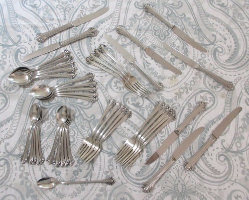 Towle Colonial Plume Stainless Steel (18/8) Flatware, 1975, Germany, 44 pcs.