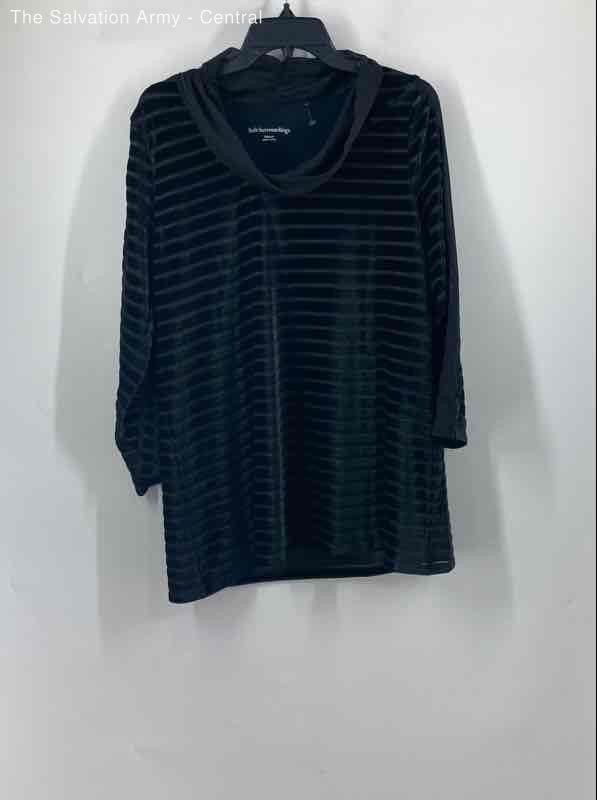 Soft Surroundings Womens Black Striped Meri Velvet Tunic Blouse Top Size Medium