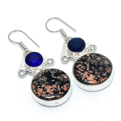 Leopard Skin Jaspr Gemstone 925 Sterling Silver Handmade Jewelry Earring AD-6589
