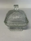 Jeannette Acorn Oak Leaf Clear Depression Glass Footed Candy Dish Bowl Compote